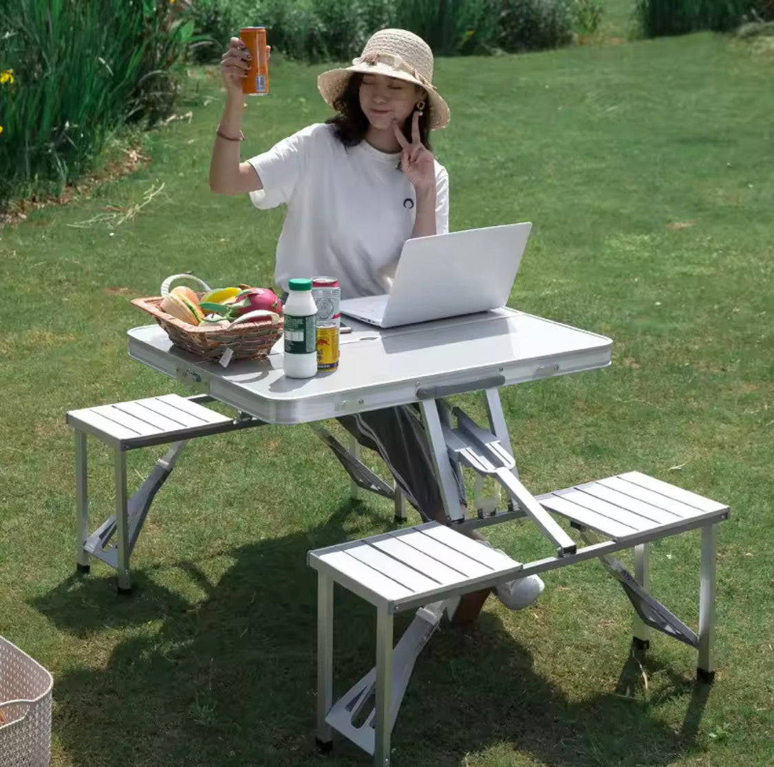 Outdoor Camping Folding Table and Chair, Travelling Portable Table and Chair, One Table and Four Chairs Portable Folding Picnic Table Outdoor Camping Folding Table and Chair, Travelling Portable Table and Chair, One Table and Four Chairs Portable Folding Picnic Table